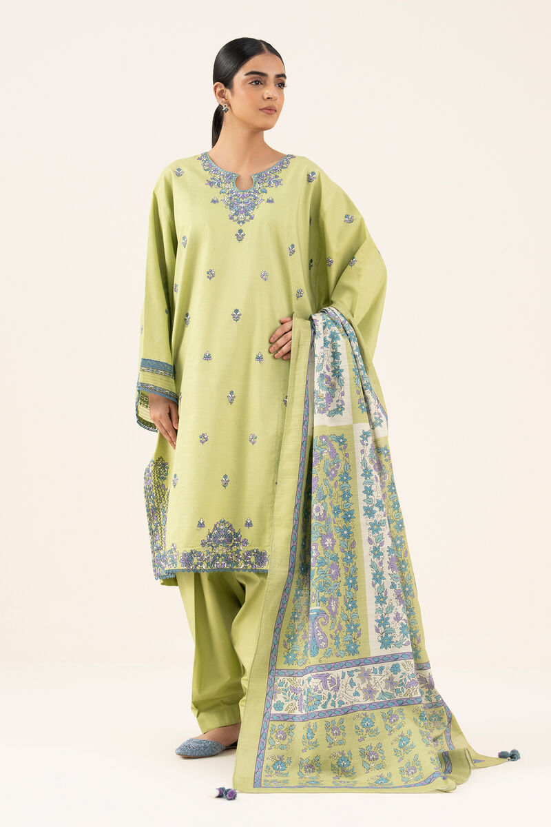 2 Piece - Embroidered Cotton Suit
