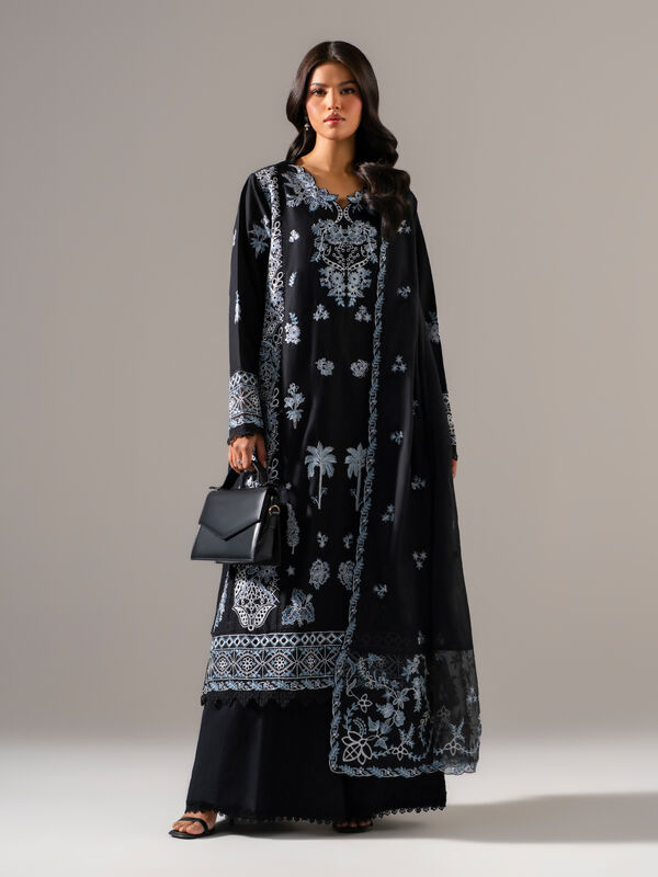 3 Piece - Embroidered Dobby Suit