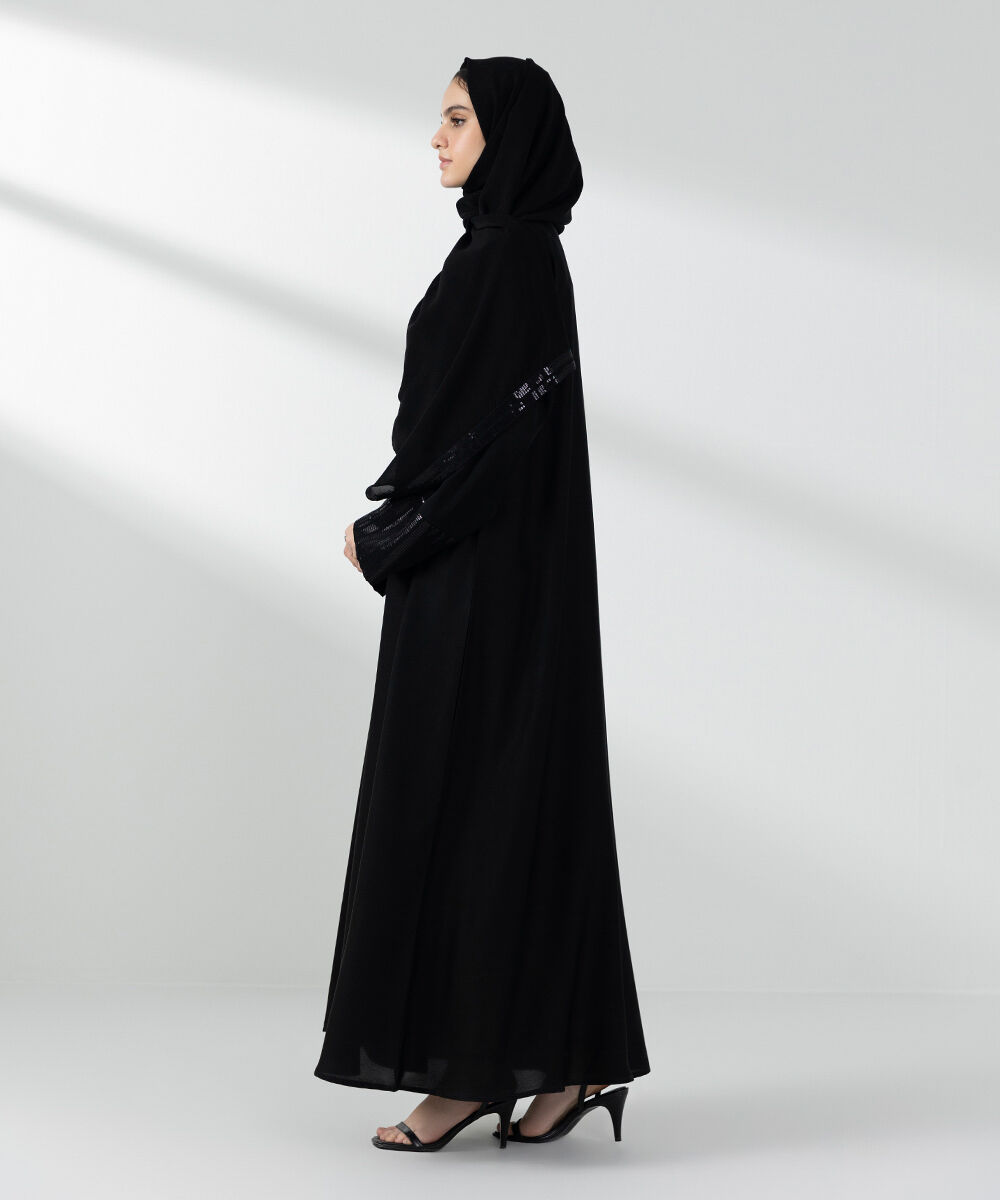 Woman - Black Button Through Abaya