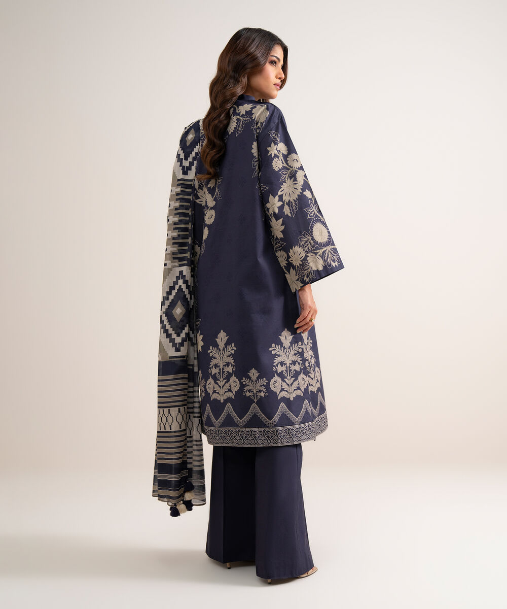 Women's Unstitched Printed Lawn Purple 3 Piece Suit