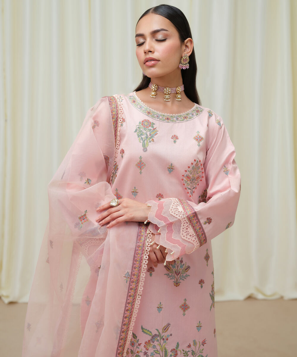 Women's Unstitched Cotton Net Dyed Three Piece Suit