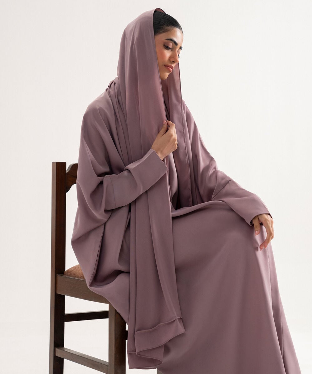 Women's Polyester Lilac Kaftan Abaya Set