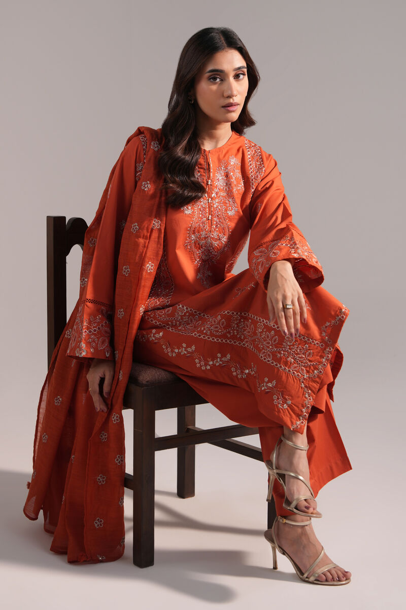 3 Piece - Embroidered Cambric Suit