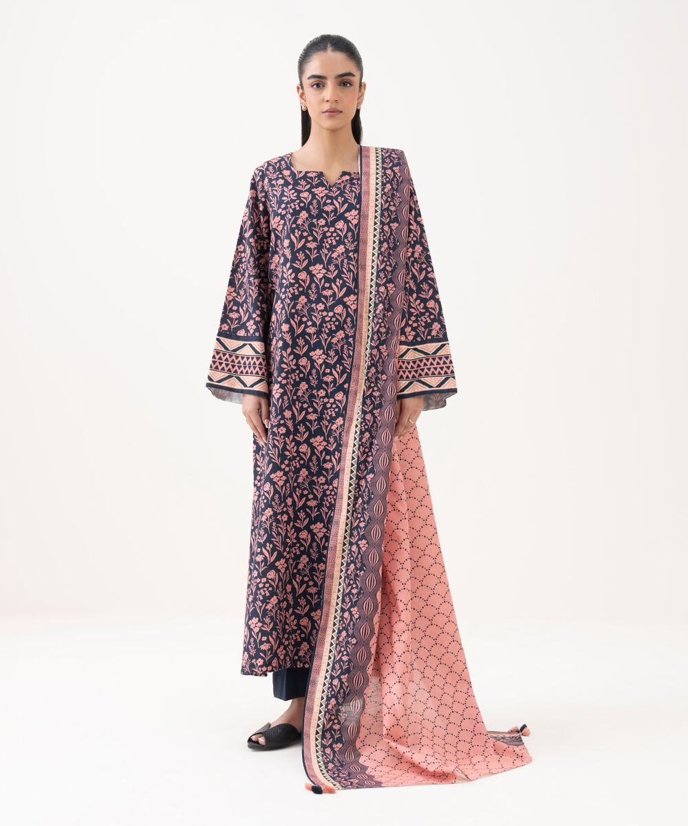 Women's Unstitched Khaddar Printed Multi 2 Piece Suit