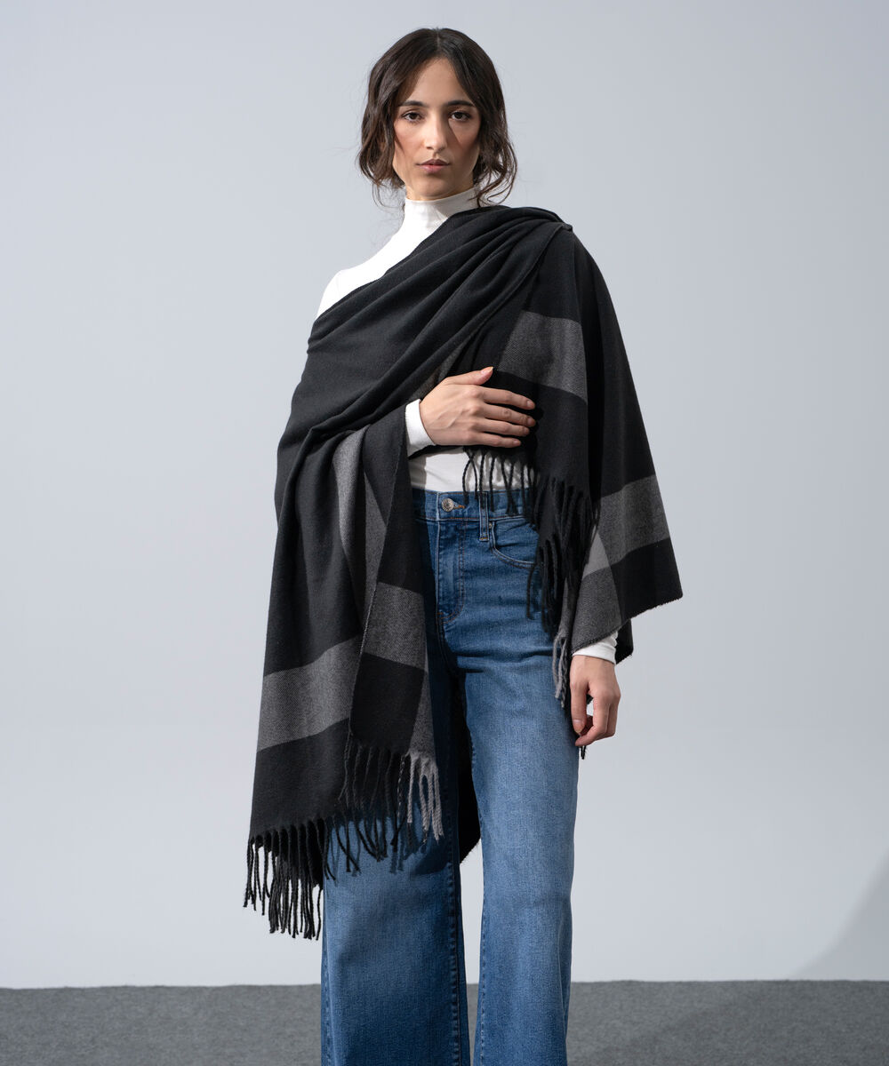 Women's Western Wear Black Polyester Cape Shawl
