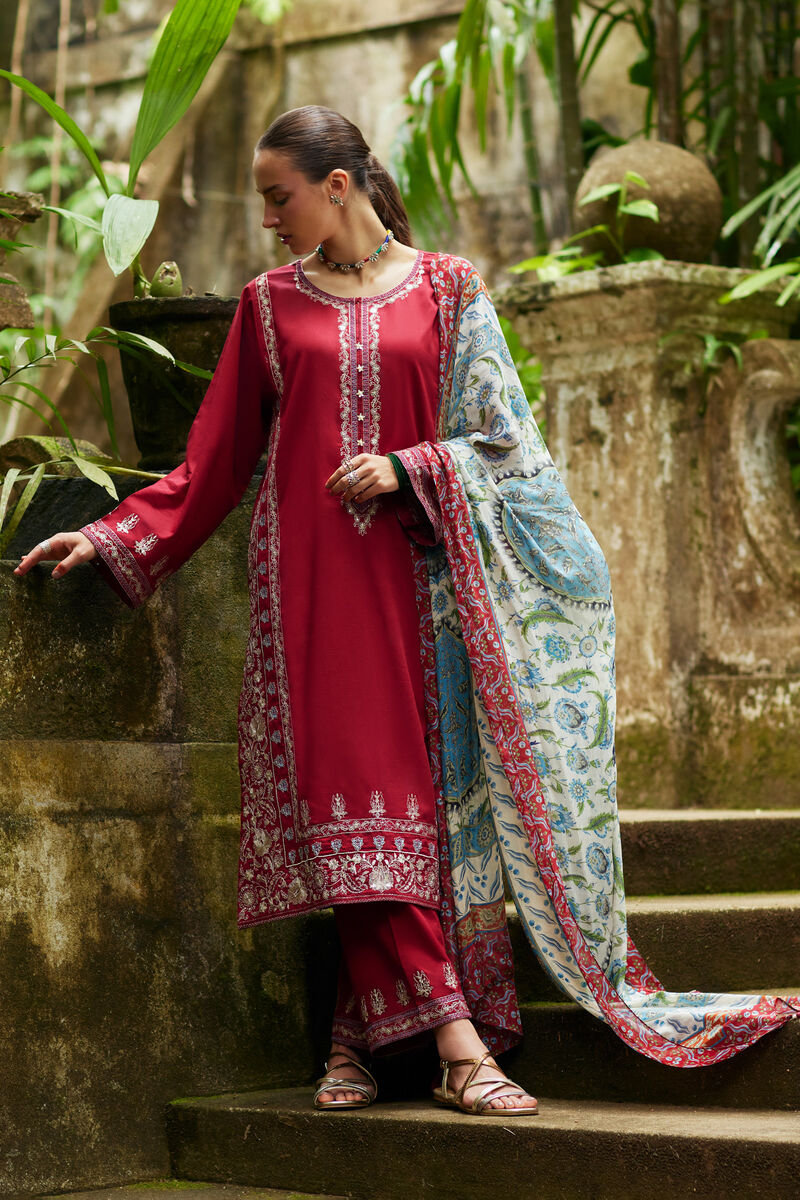 3 Piece - Embroidered Dobby Suit