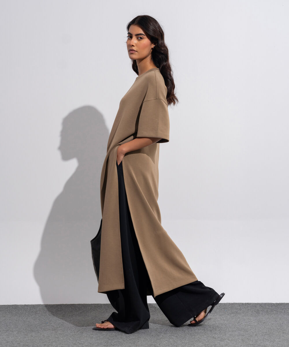 Women's Western Wear Brown Soft Lux  Long T-Shirt
