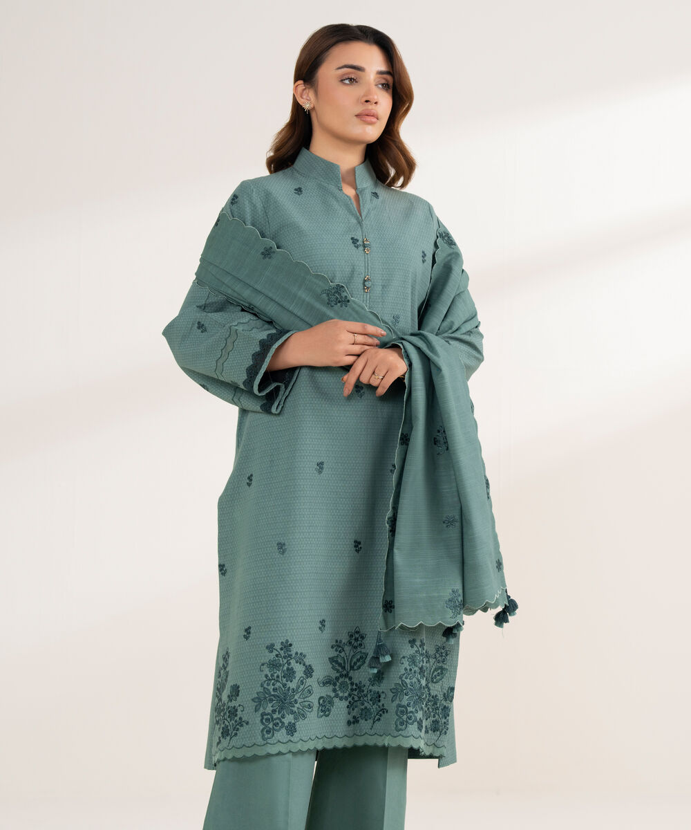 Women's Unstitched Dobby 3 Piece Suit