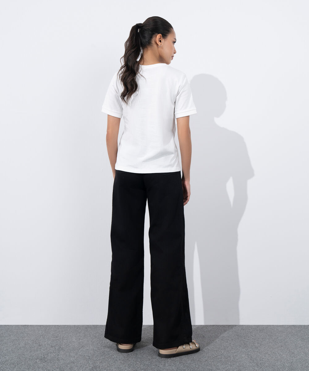 Women's Western Wear White Graphic Print T-Shirt