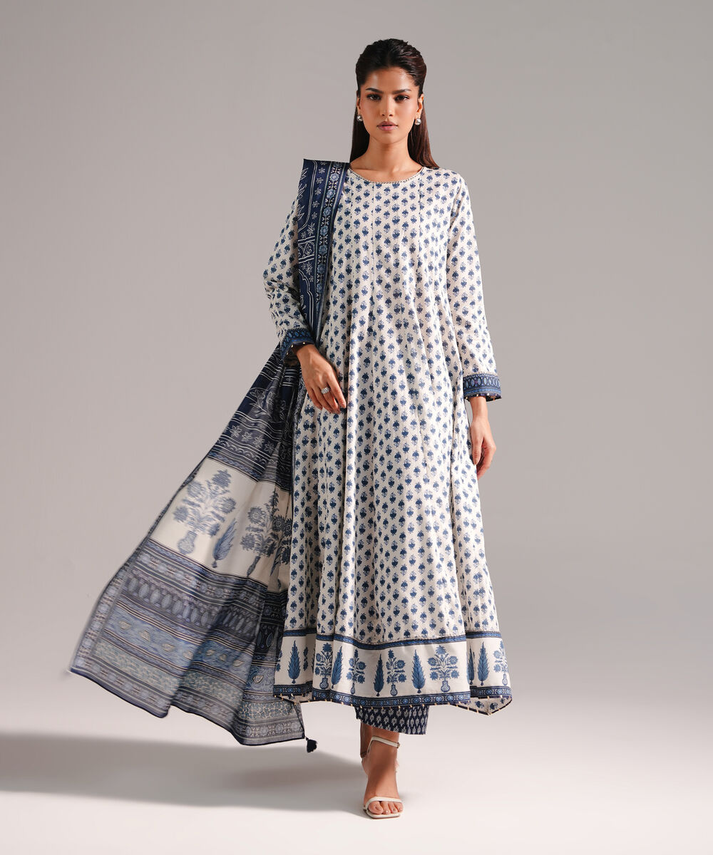 Lawn Printed Dark Blue Dupatta
