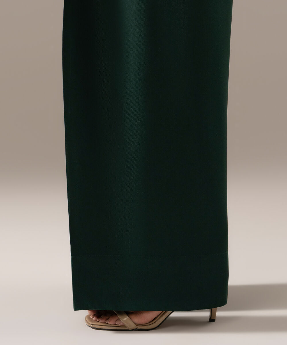 Women's RTW Bedford Solid Green Farshi Shalwar