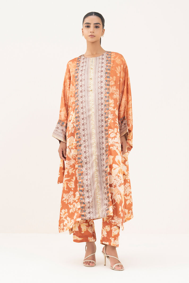 2 Piece - Printed Satin Suit