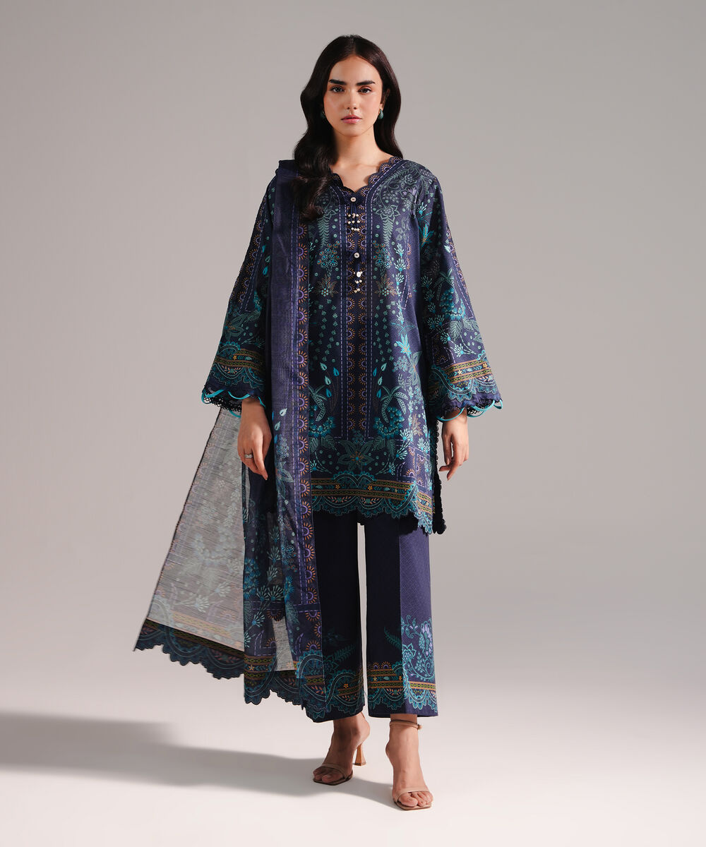 Manaar Printed Dark Blue Dupatta