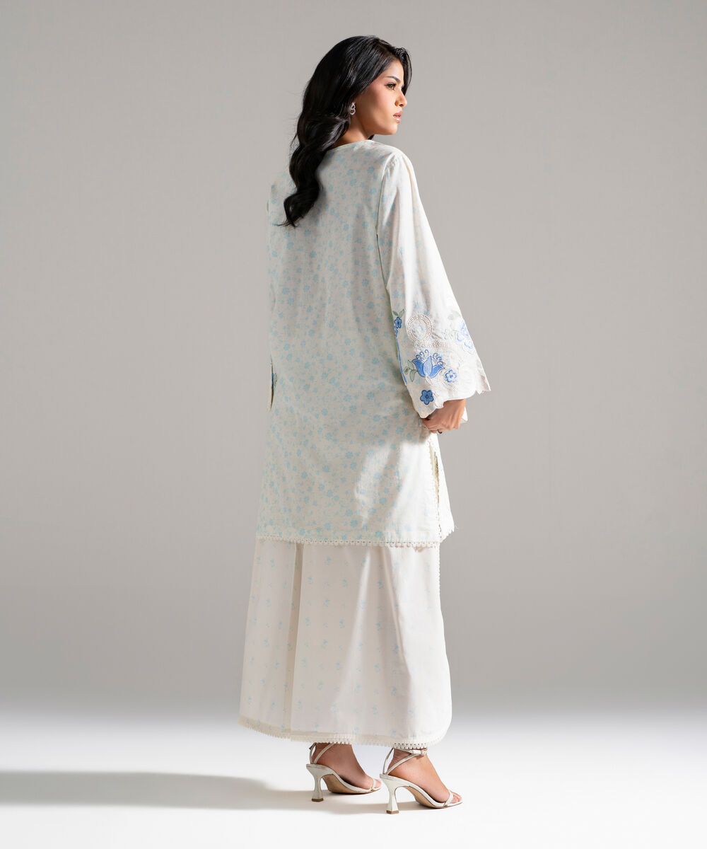Women's RTW Lawn Embroidered Off White 2 Piece Suit