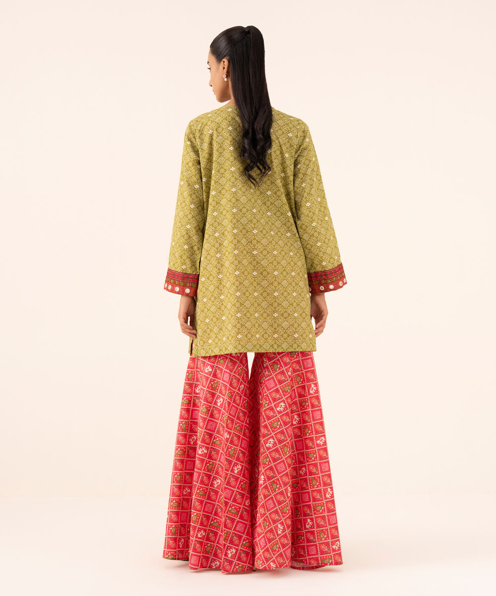 Women's RTW Cambric Green Embroidered A-Line Shirt