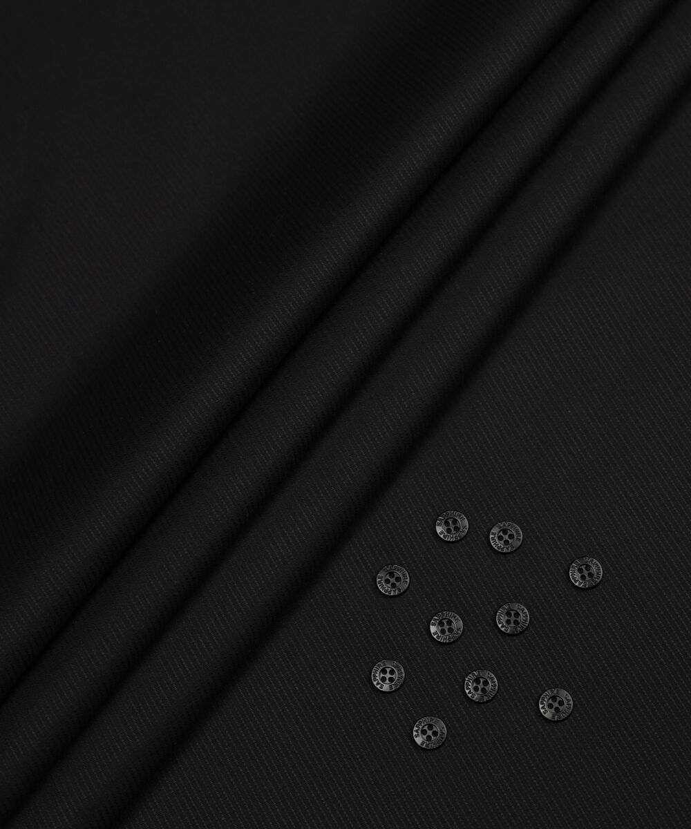 Men's Unstitched Two-Piece Black  Premium Wash & Wear Dobby Suit