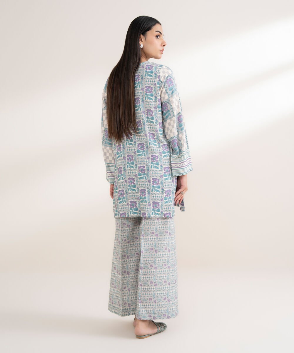 Women's RTW Arabic Khaddar Embroidered Straight Grey Shirt