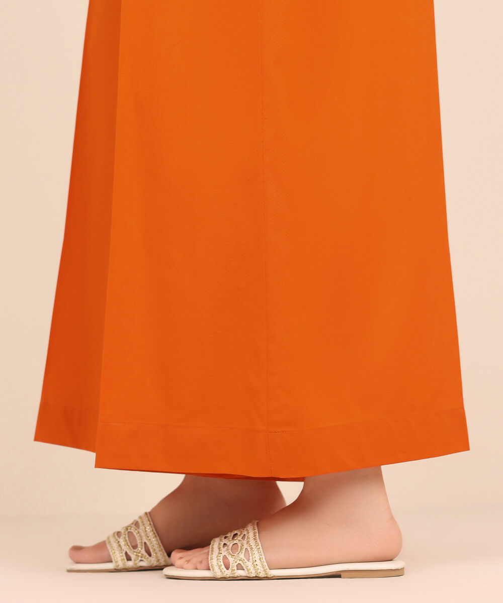 Women's RTW Cambric Orange Dyed Flared Pants