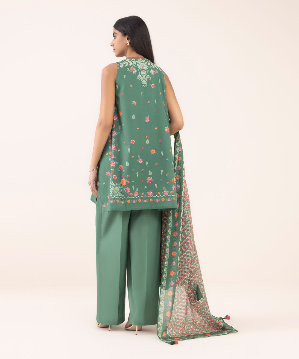 Women's Unstitched Cotton Printed Three Piece Suit