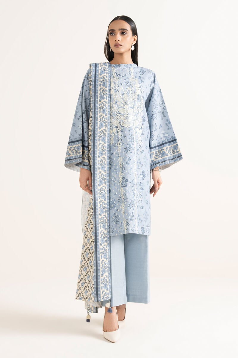2 Piece - Embroidered Cotton Suit