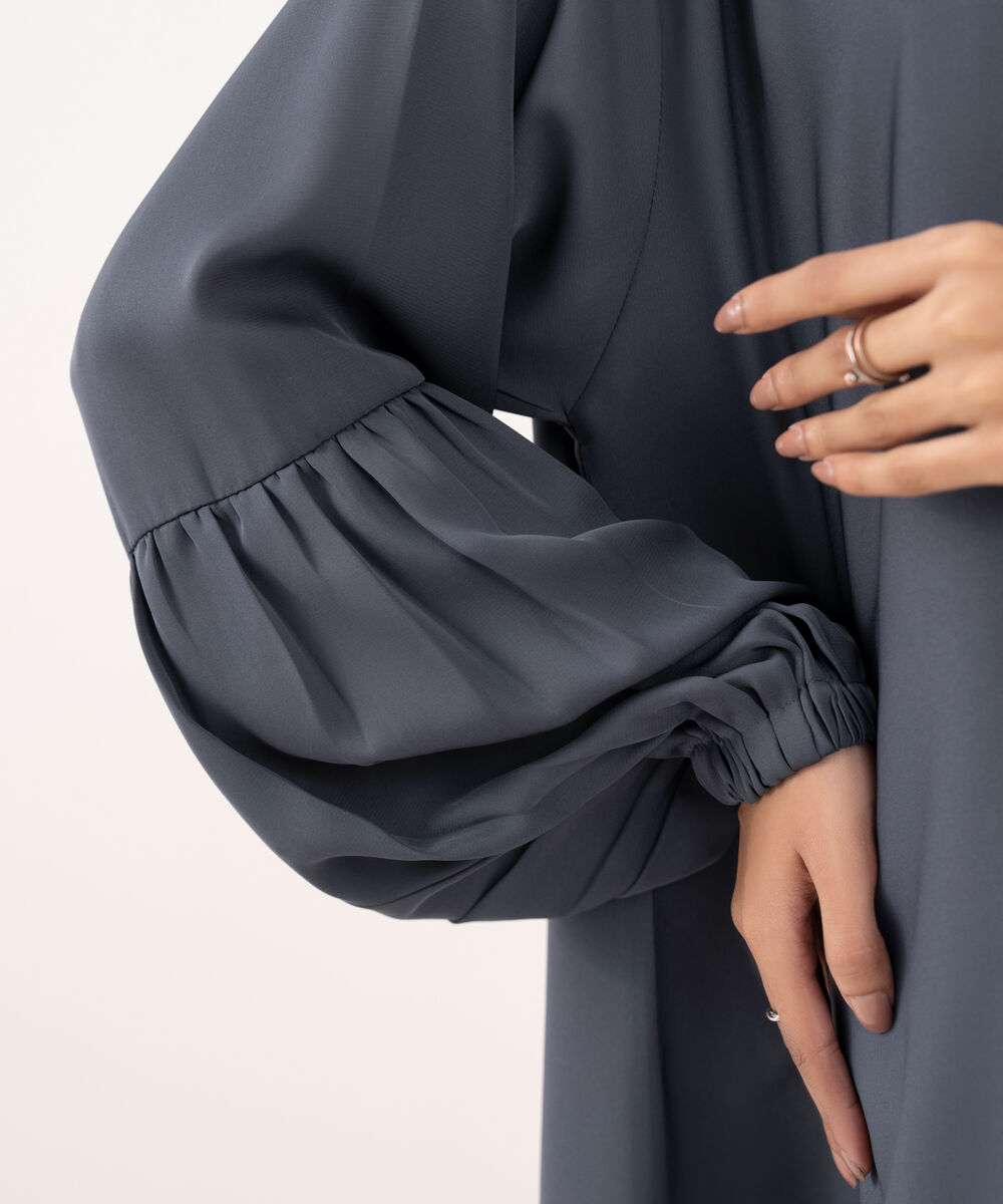 Women's Blue Polyester Abaya Set