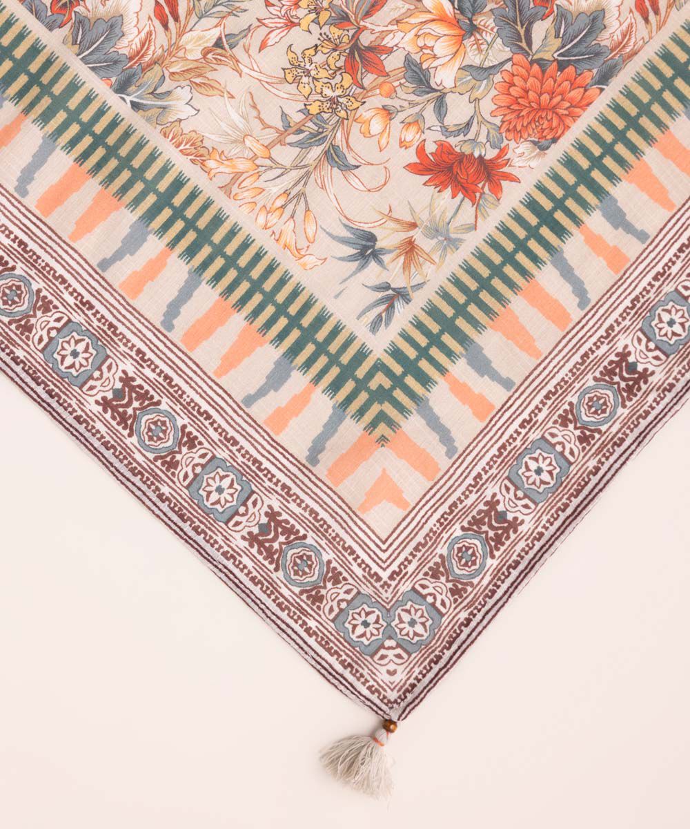 Textured Voile Multi Printed Dupatta