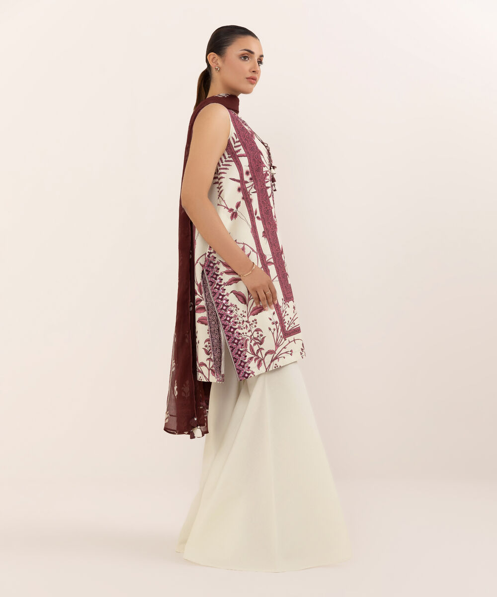 Women's Unstitched Cotton Embroidered Multi Three Piece Suit