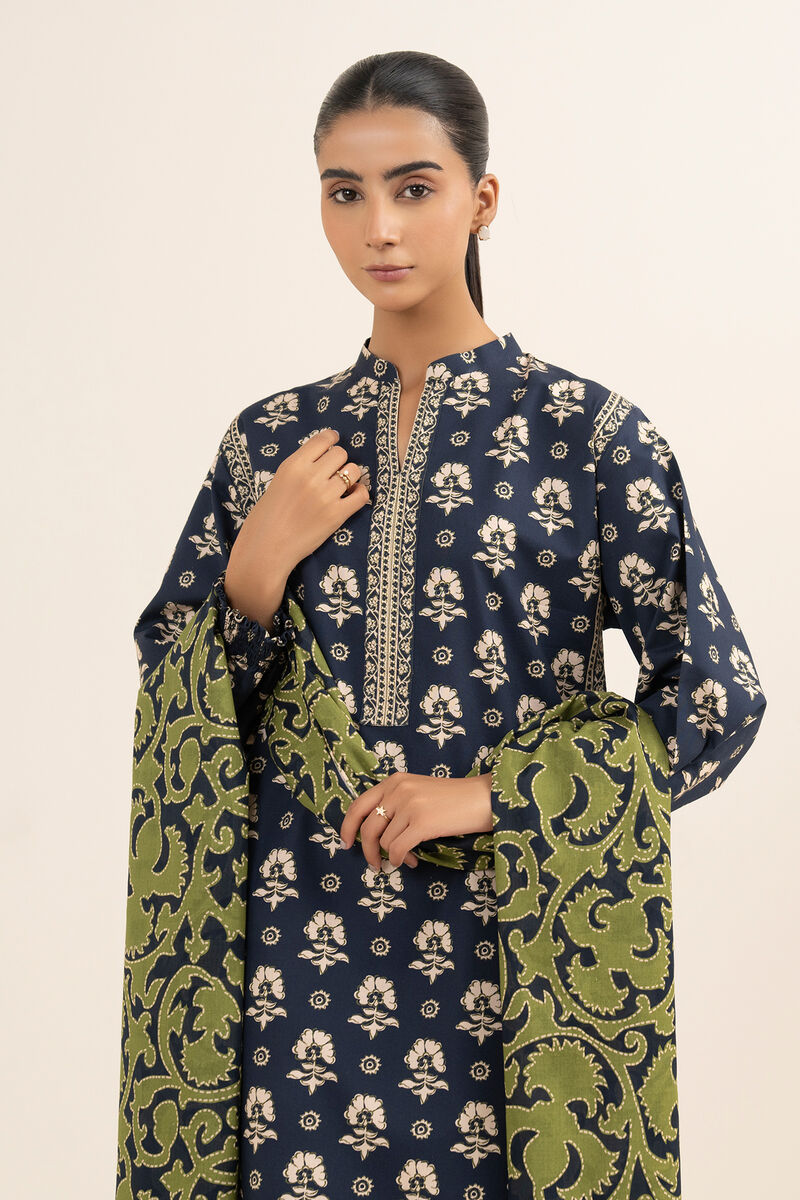 3 Piece - Printed Cotton Suit