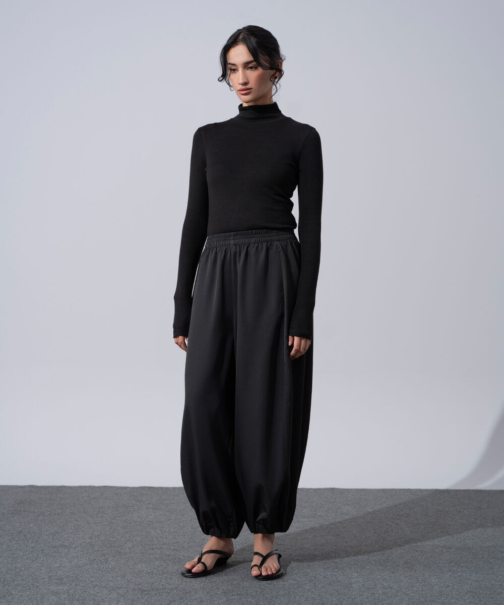 Women's Western Wear Black Polyester Harem Pants