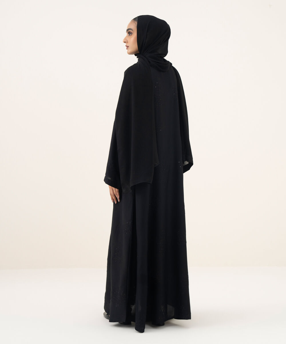 Women's black button through Abaya set