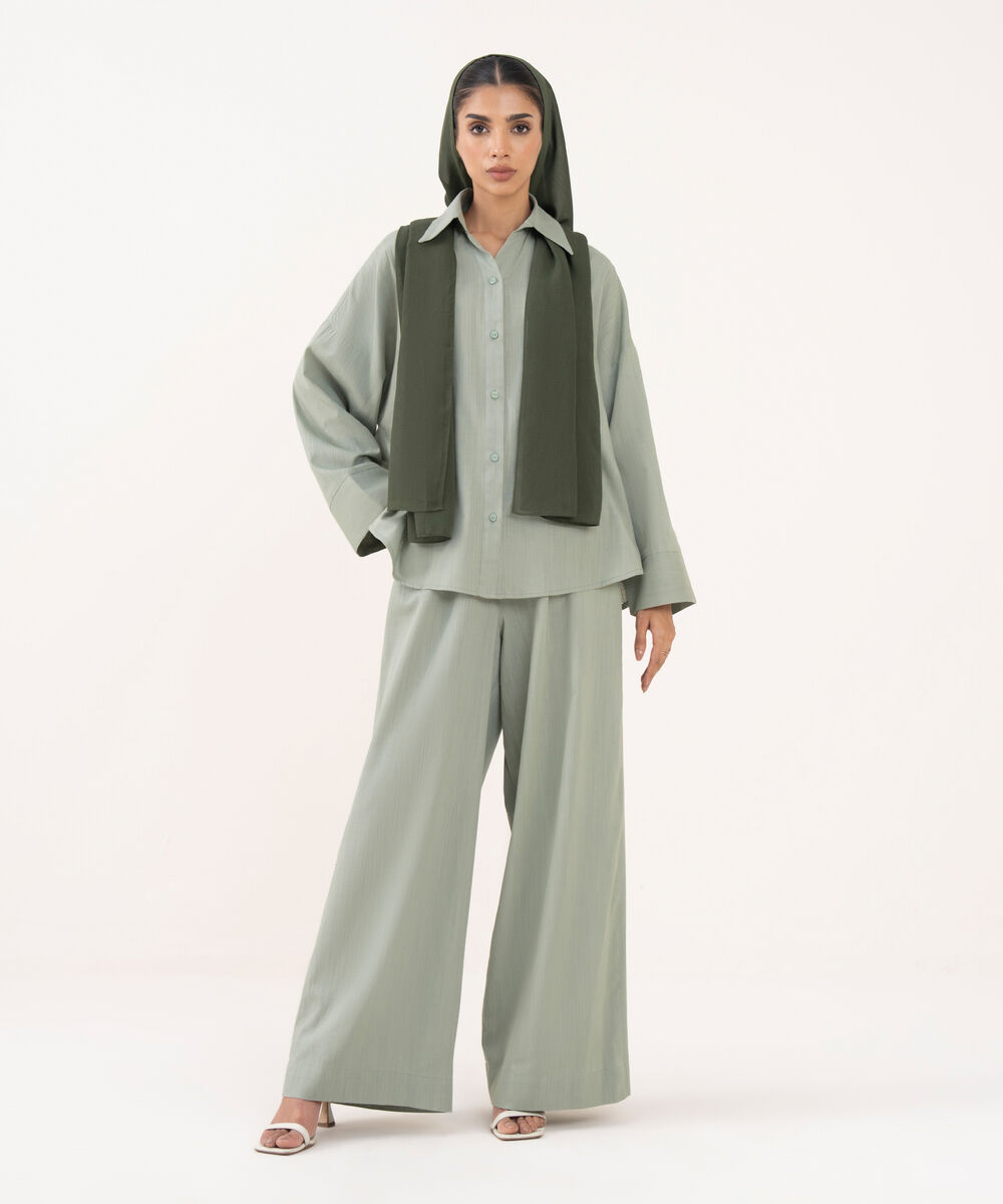 Women's Green Viscose Modest Wear Trousers