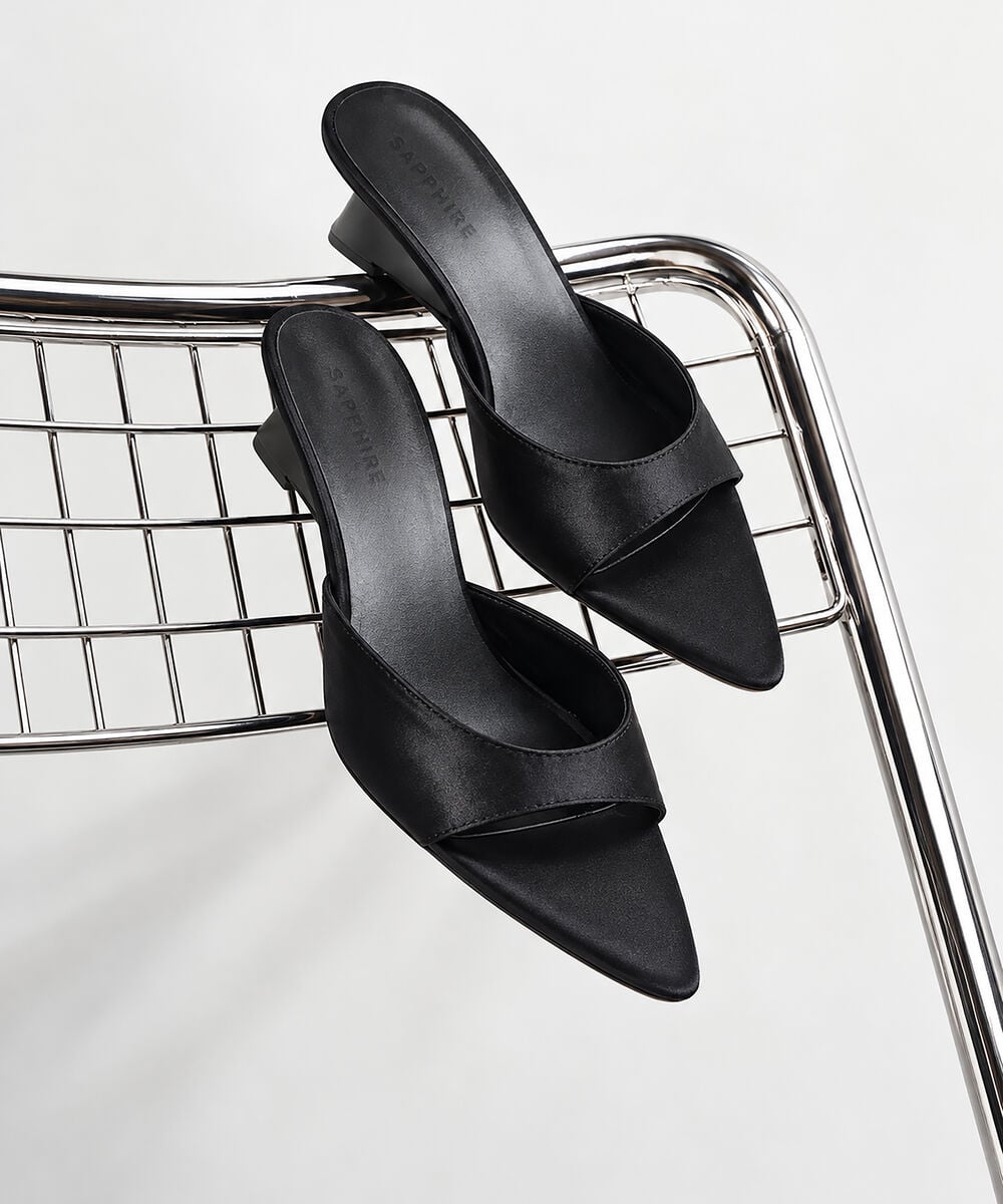 Women's Black Pointed Toe Wedge Heel