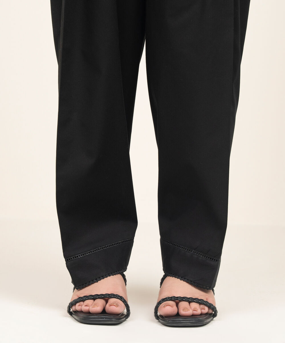 Women's RTW Lawn Solid Black Shalwar