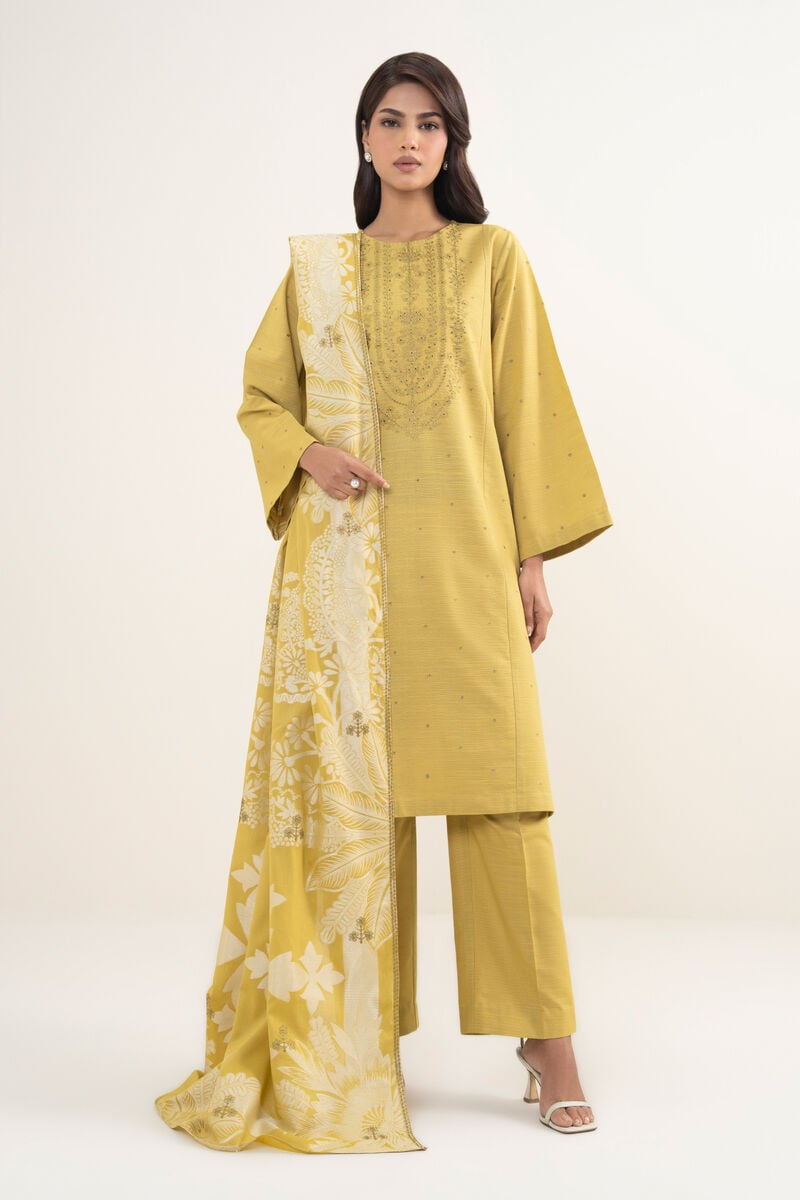3 Piece - Embroidered Zari Khaddar Suit