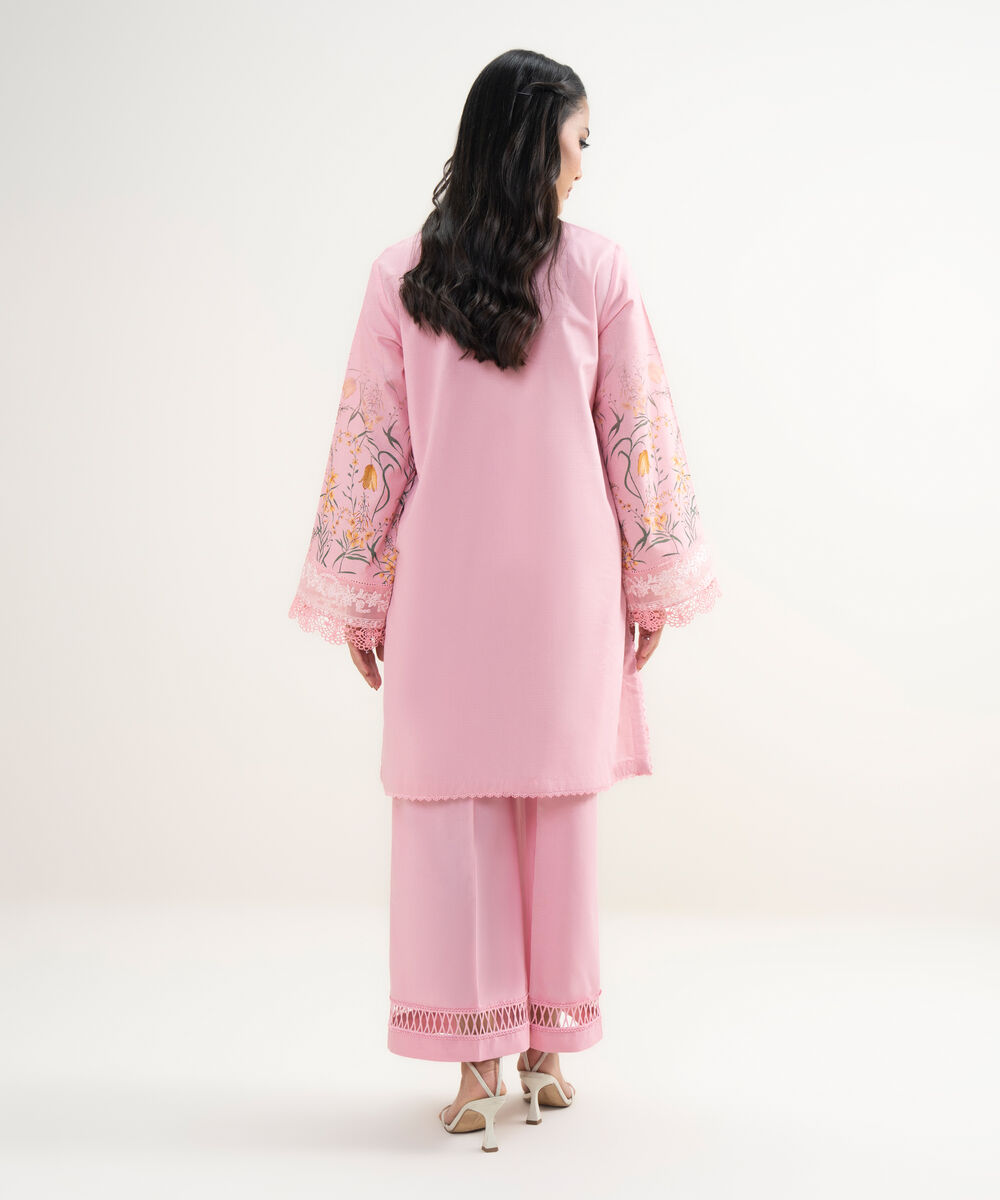 Women's RTW Zari Lawn Embroidered Pink 2 Piece Suit