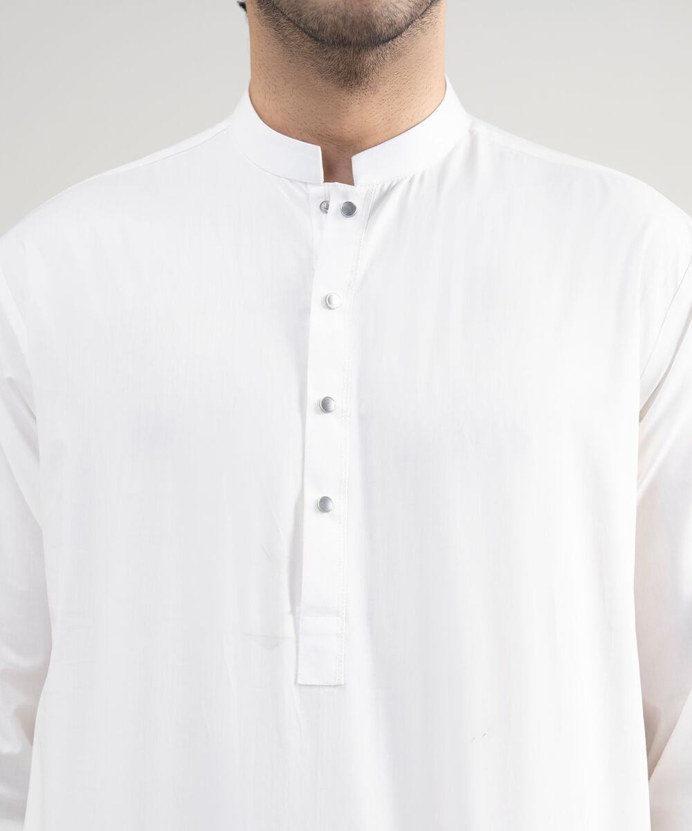 Men's Stitched Luxury Cotton Off White Suit