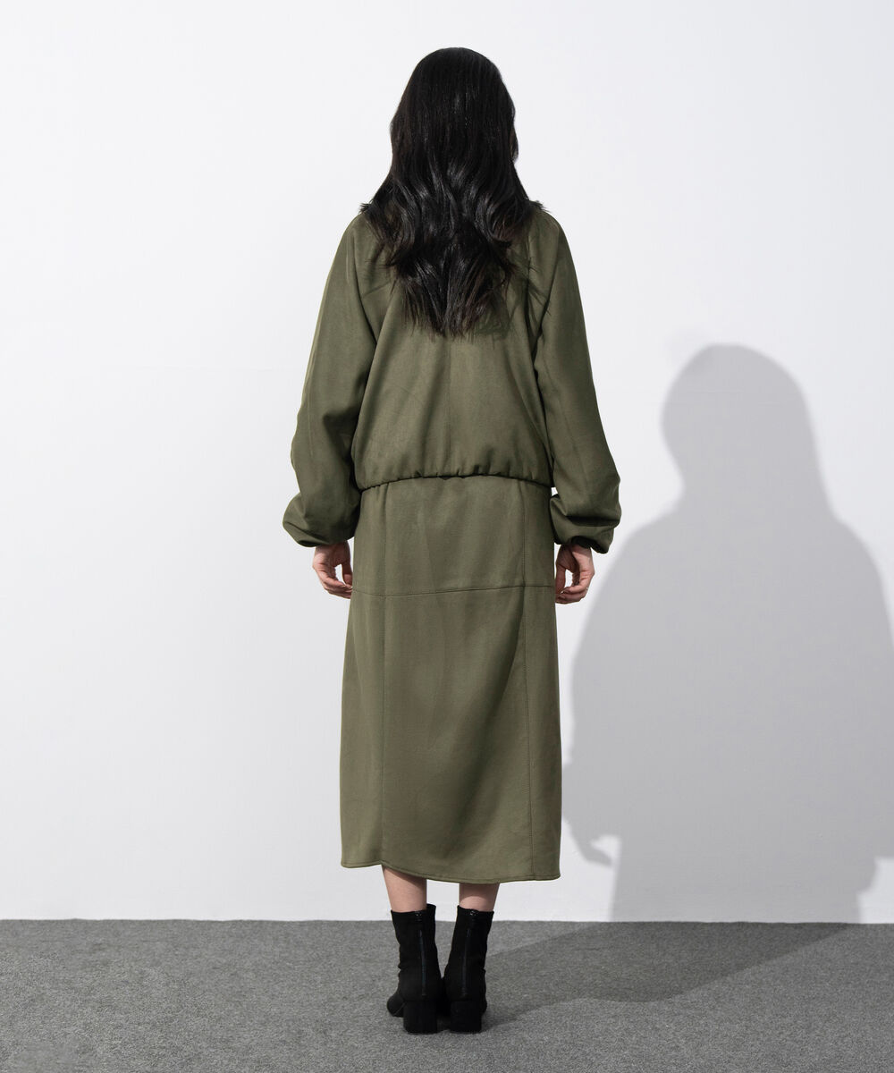 Women's Western Wear Green Faux Suede Bomber Jacket