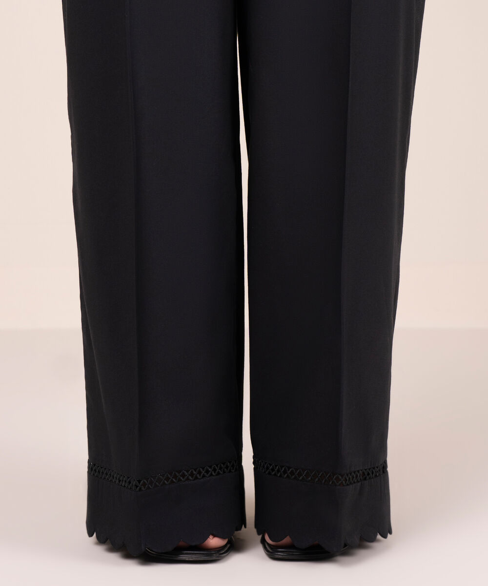 Women's RTW Cambric Solid Black Culottes