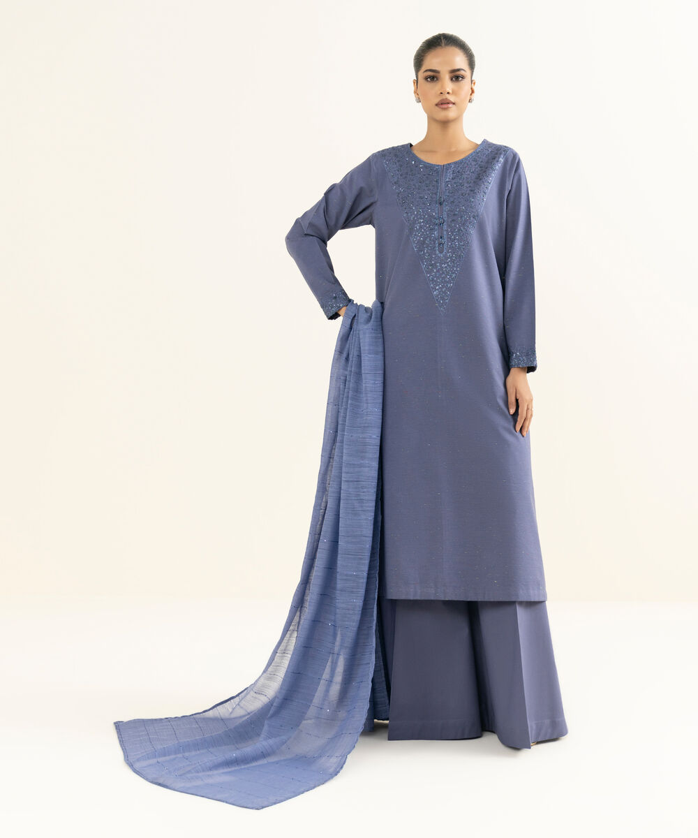 Women's RTW Multineps Embroidered Dark Grey Straight Shirt