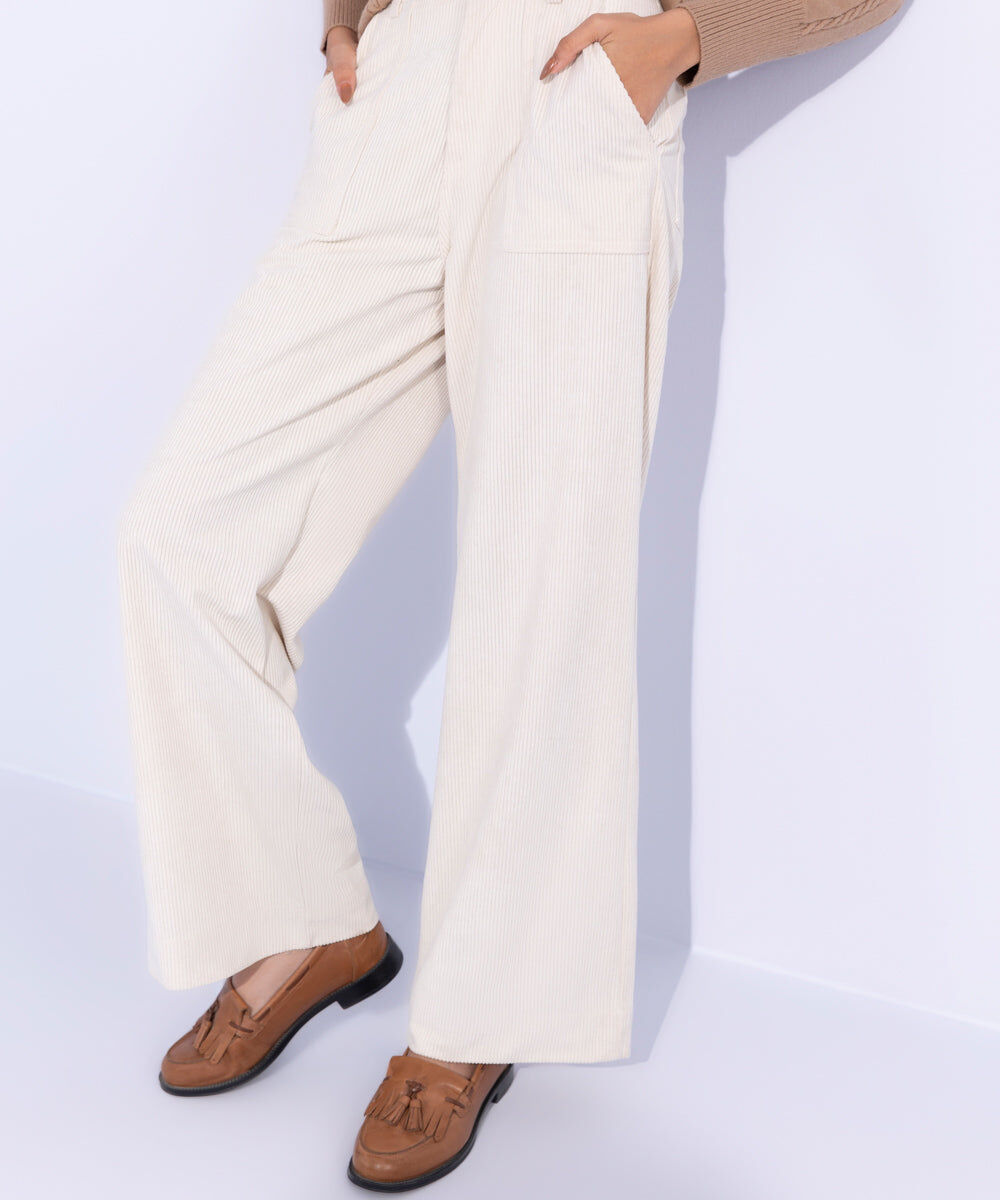 Woman - White Corduroy Trousers