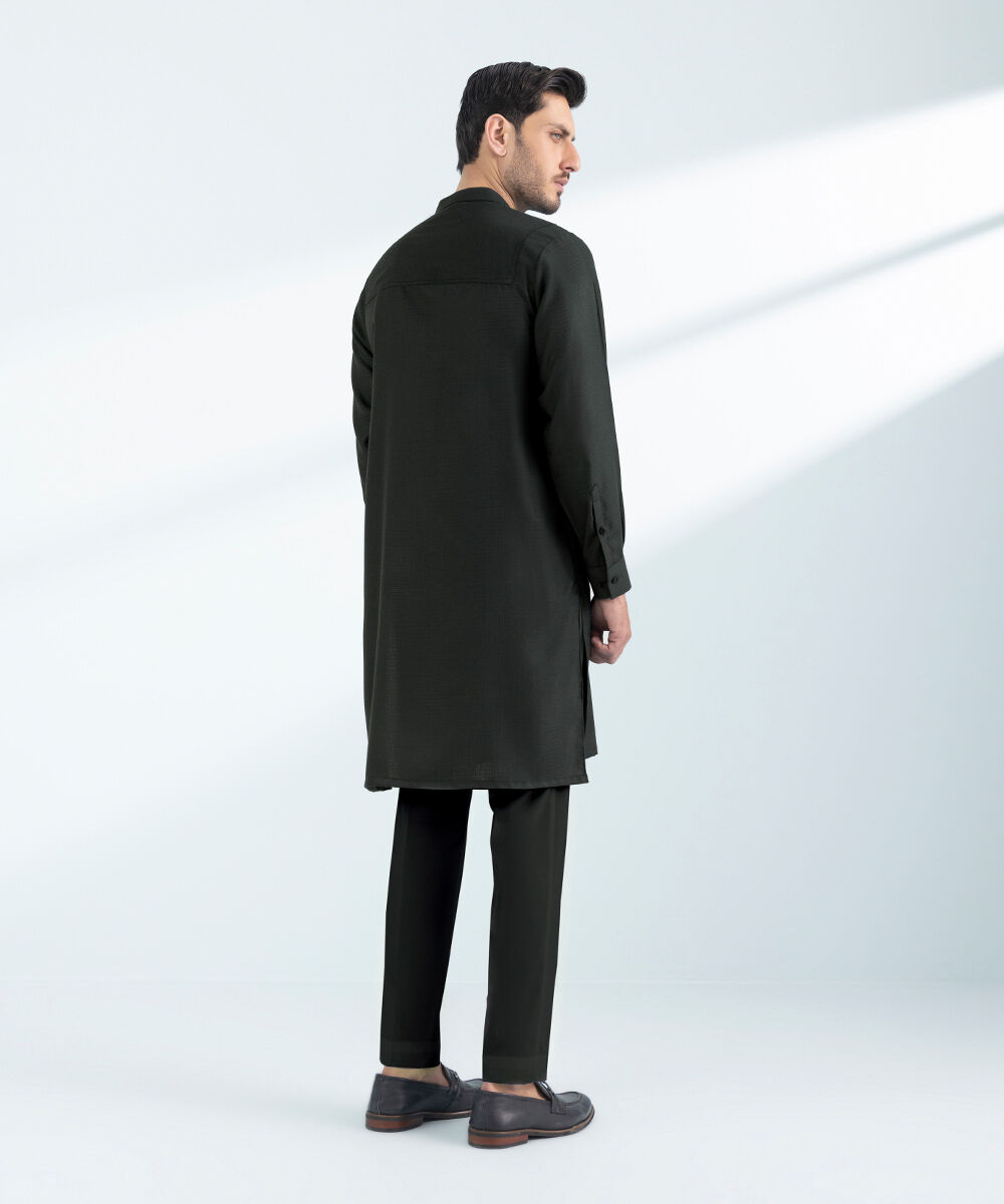 Men's Stitched 2 PC Black Dobby Suit