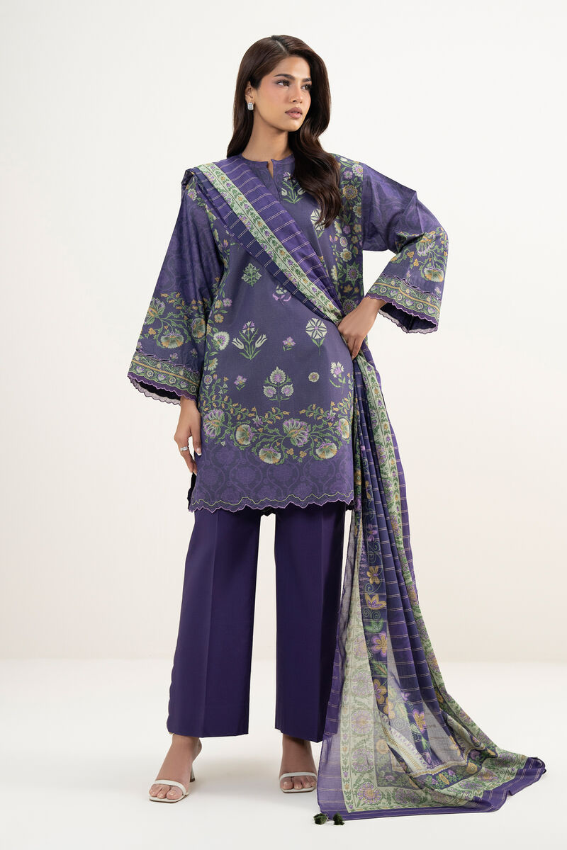3 Piece - Printed Zari Lawn Suit
