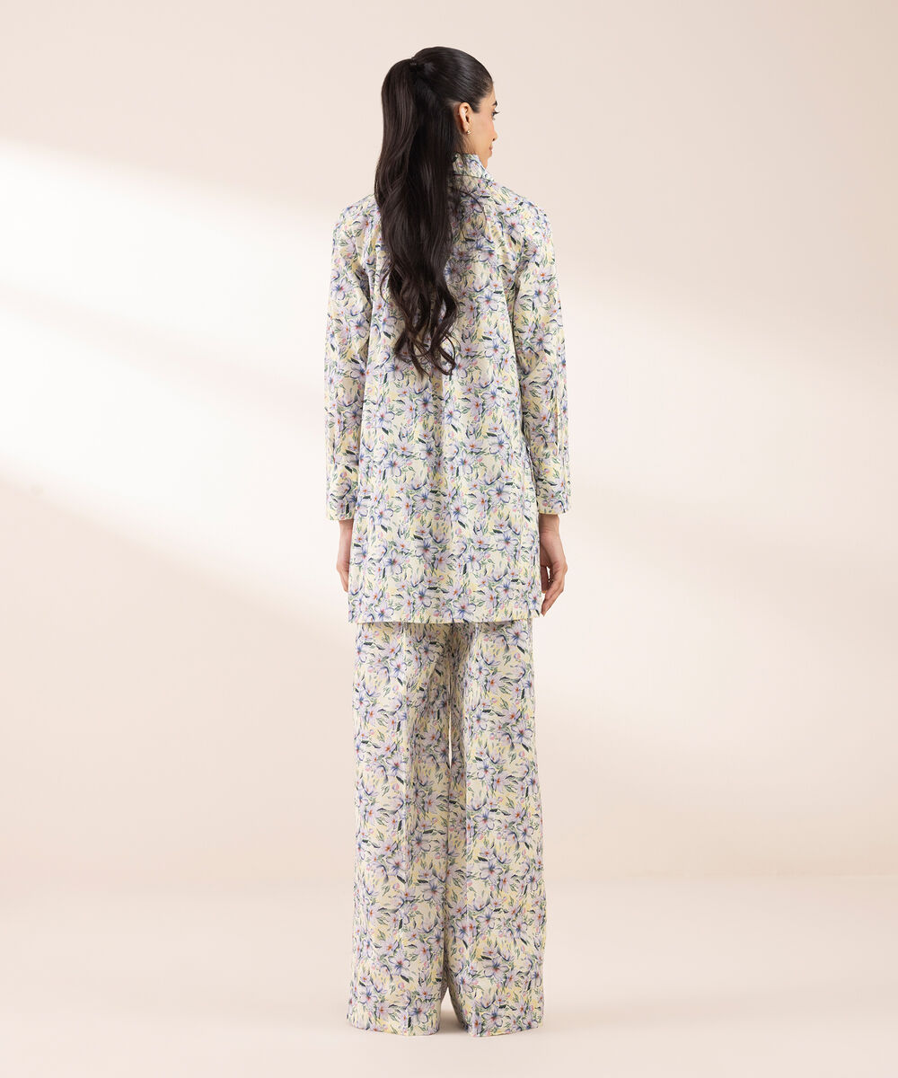 Women's RTW Lycra Multi Printed Button Down Shirt