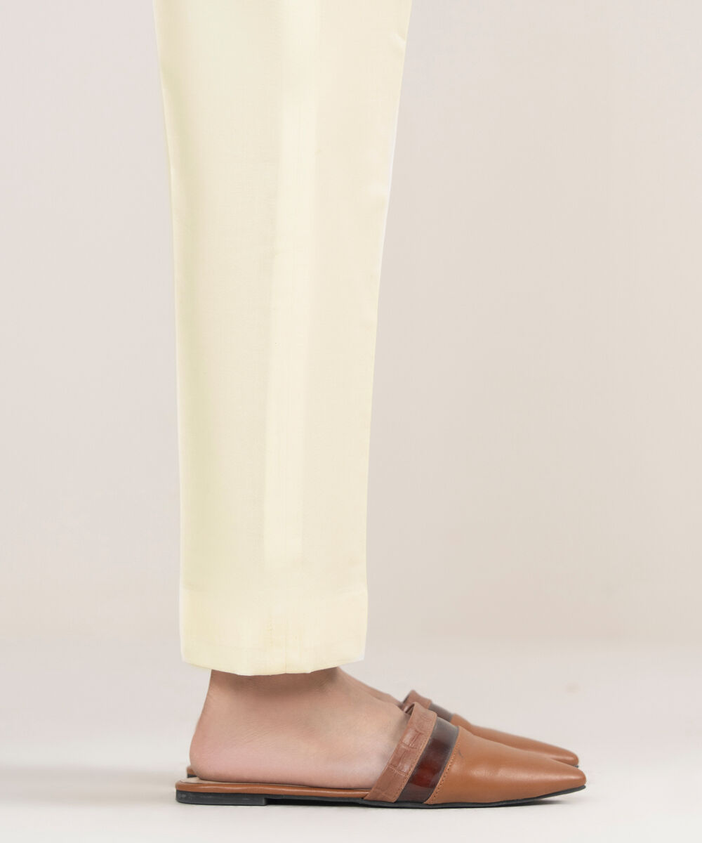 Women's Unstitched Cotton Printed Off White Trousers Fabric