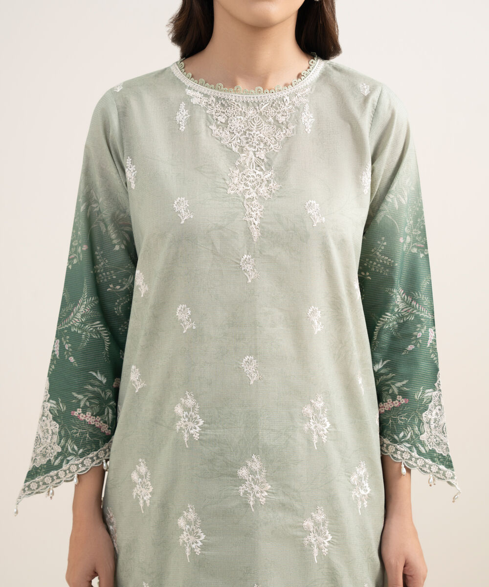 Women's RTW Zari Lawn Embroidered Mint Green 2 Piece Suit