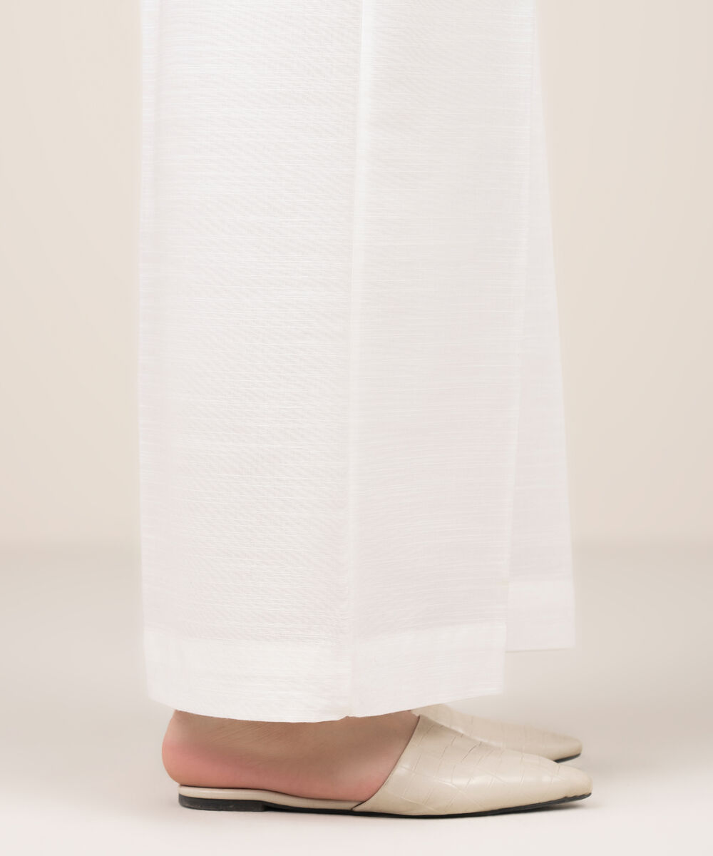 Women's RTW Khaddar Solid White Culottes