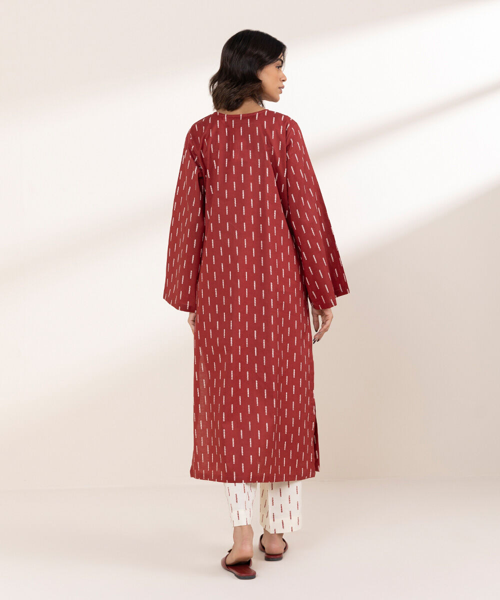 Women's RTW Lawn Red Printed A-Line Shirt