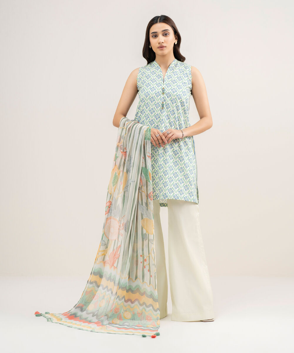 Women's Unstitched Lawn Printed Multi 2 Piece Suit