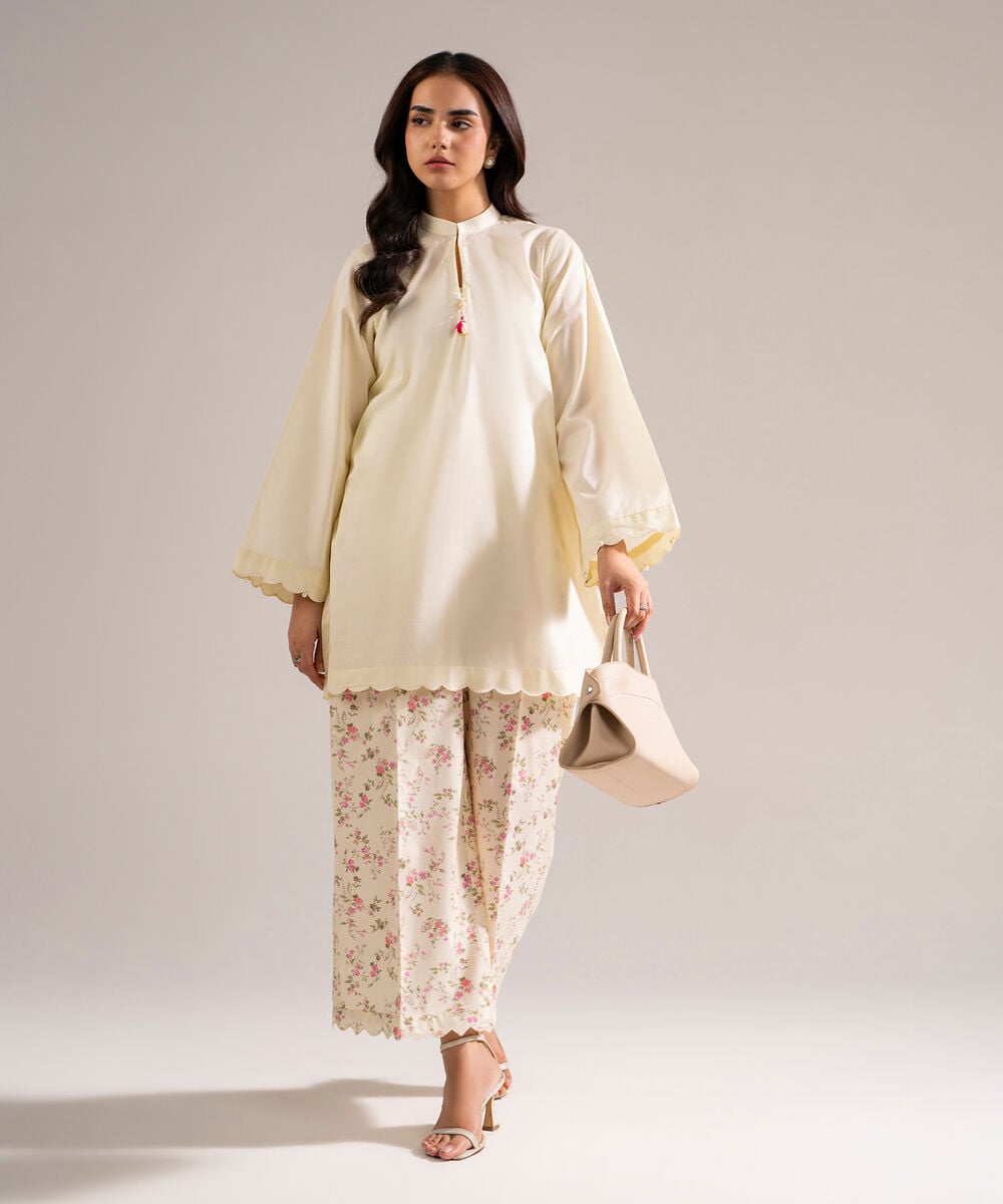 Women's RTW Cambric Solid Pale Yellow Straight Shirt