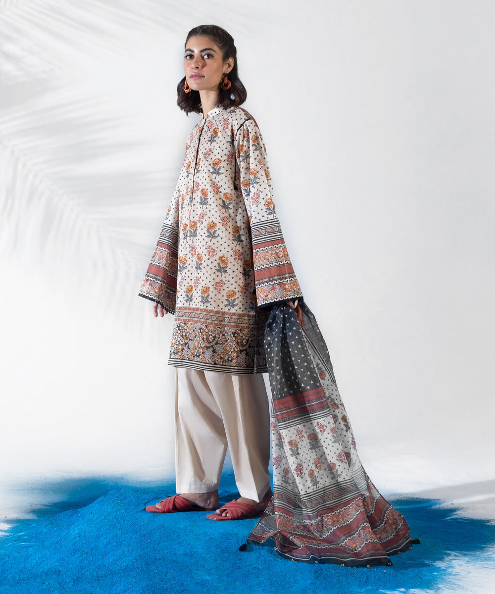 Women's Unstitched Three Piece Printed Lawn Suit